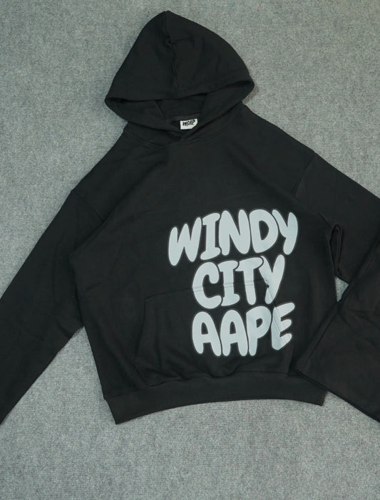 WINDY CITY AAPE HOODIE BLACK