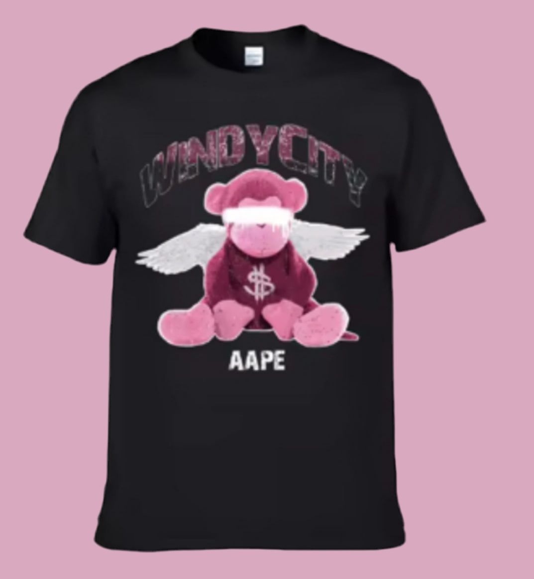 New Exclusive Windy City Aape Pink Bear Shirt